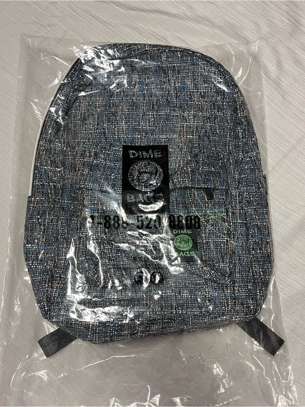 NWT Dime Bags Study Buddy Glass Hemp Backpack Laptop Bag Blue Tweed - Picture 8 of 9